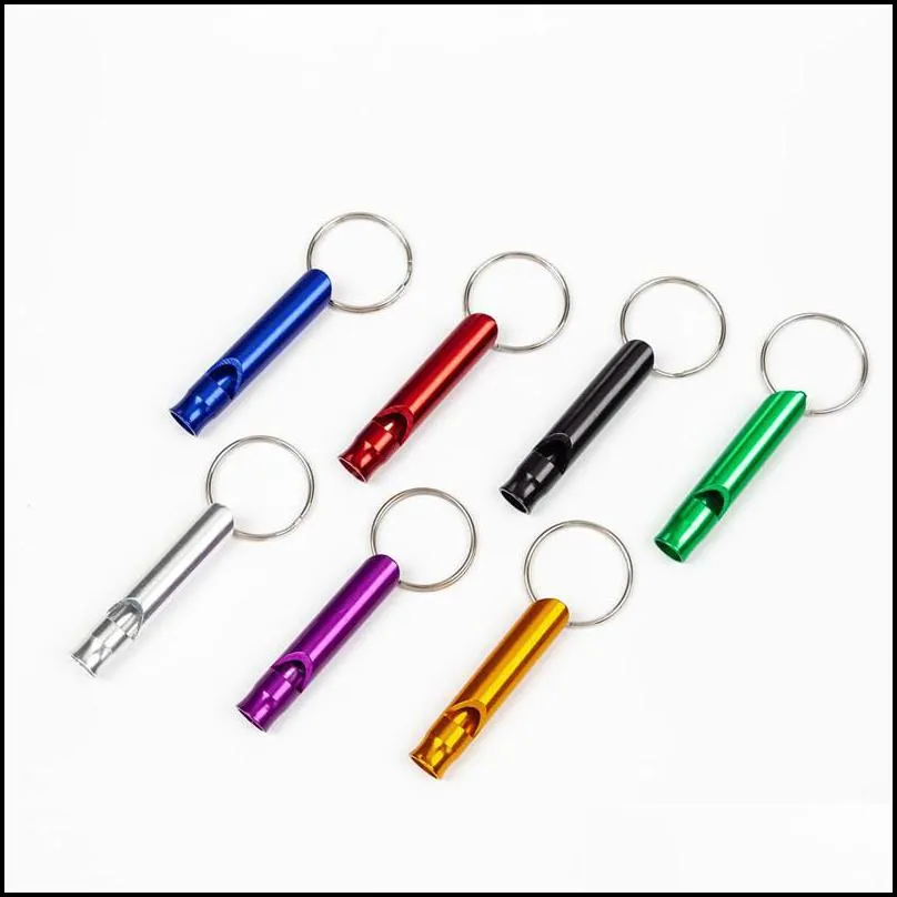 metal whistle keychains portable self defense keyrings rings holder car key chains accessories outdoor camping survival mini tools promotion