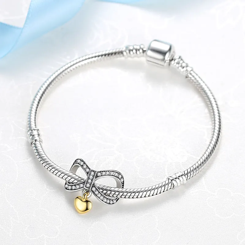 925 sterling silver charm bead bracelet for women original rose gold charms heart bracelets bangles snake chain diy jewelry