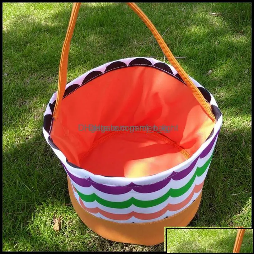 Other Festive Party Supplies Home Gardenhalloween Bucket Polka Dot Bat Striped Polyester Candy Collection Bag Halloween Trick Or Treat