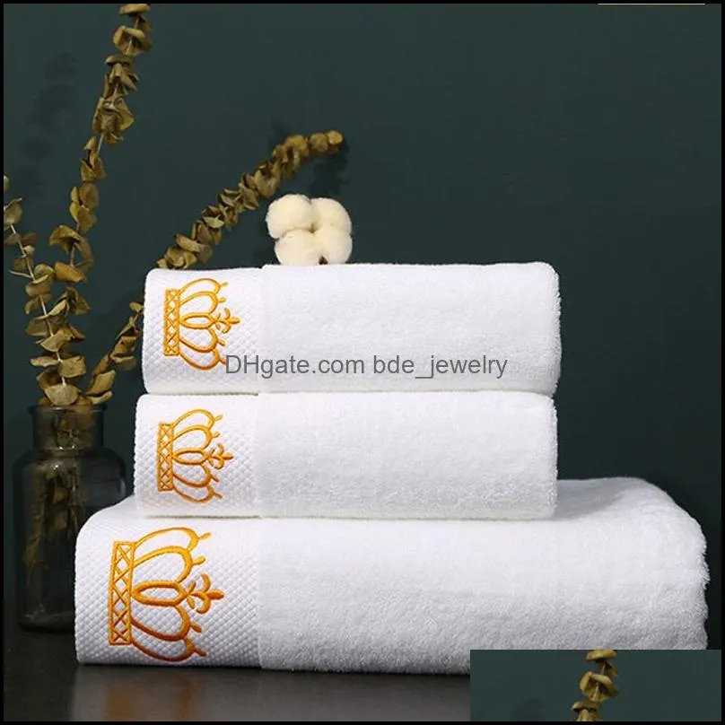 embroidered imperial crown cotton white el towel set face towels bath towels for adults washcloths absorbent hand