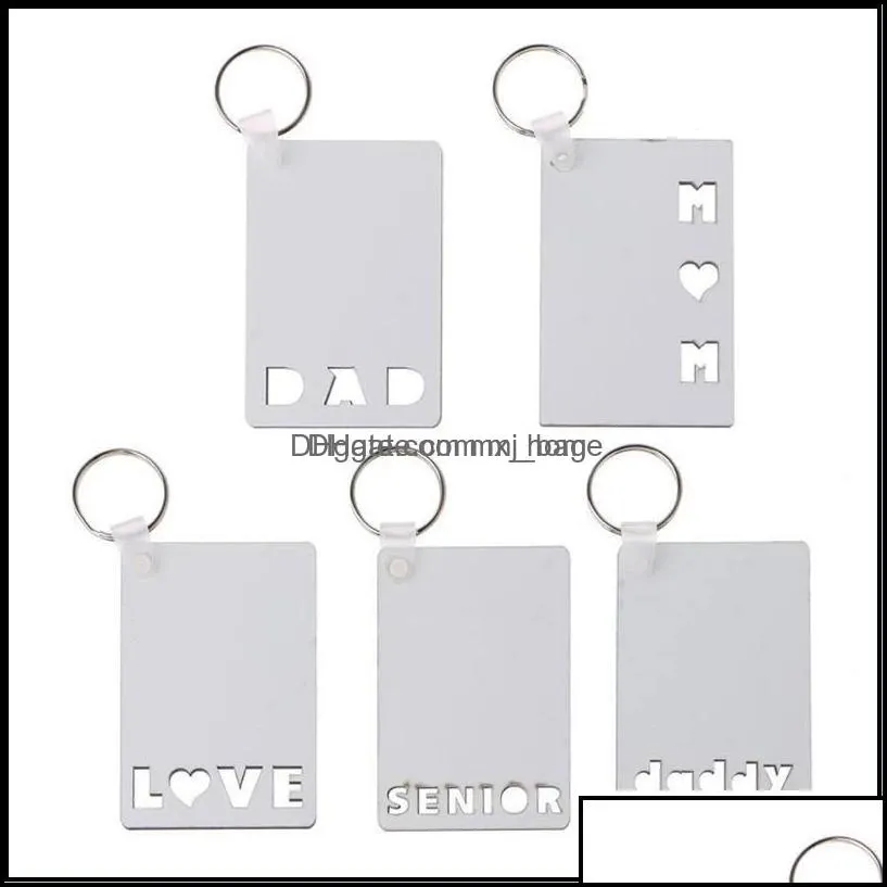 Christmas Decorations Festive Party Supplies Home Garden Sublimation Blank Keychain Pendant Mdf Double Sided Printing Heat Transfer Key