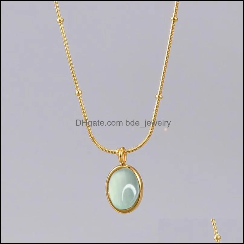 chokers 2021 korean fashion jewelry trend gold chain blue the sea of stars oval natural crystal necklaces for women girls gifts