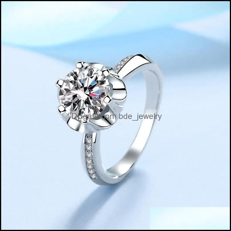 cluster rings 100 sterling silver wedding band 1ct 2ct lab grown moissanite ring 3d flower diamond engagement for women promise