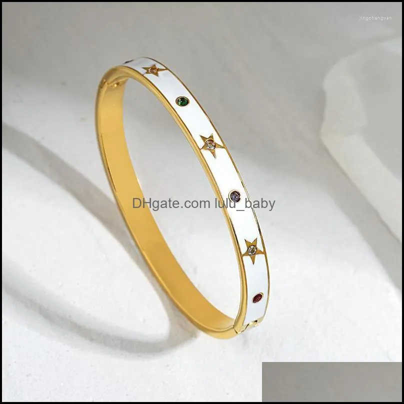 bangle flashbuy exquisite white enamel star stainless steel bangles bracelets for women gold color accessories friendship giftbangle