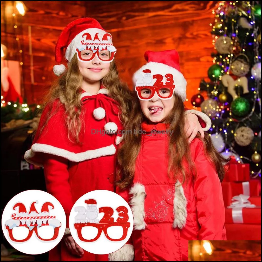 2023 christmas glasses frame decorations p o props snowman elk party glasses gifts kids adult happy hour
