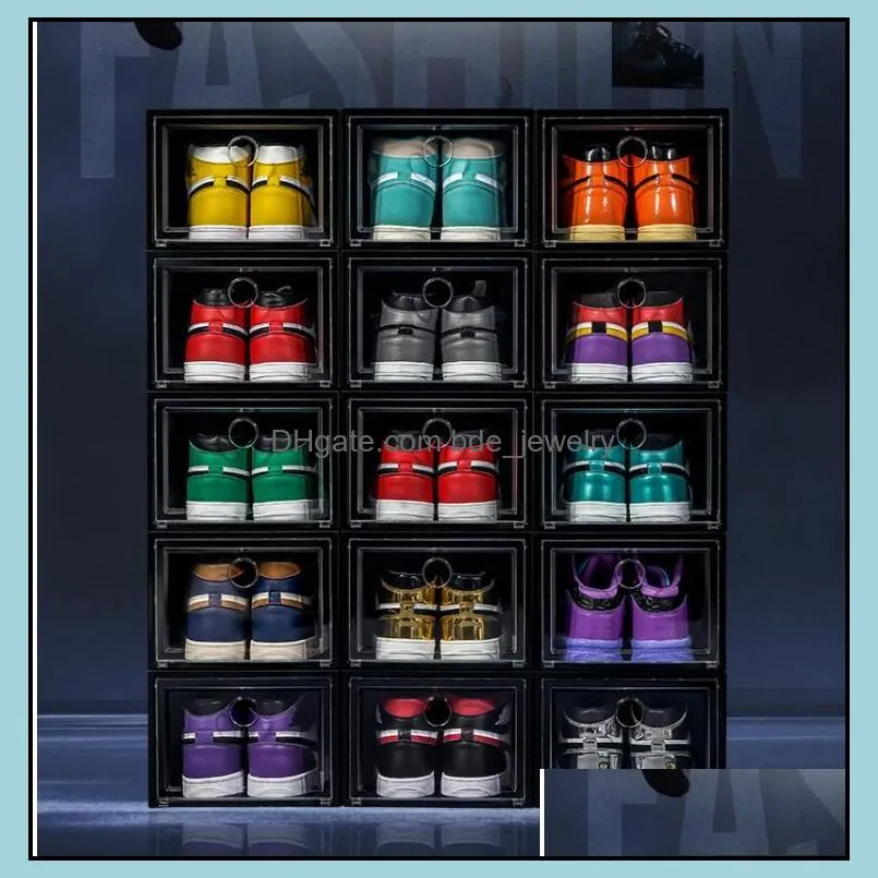 10pcs thickened plastic shoe box transparent clear sneakers aj display box hightops boots organizer shoebox combination shoes