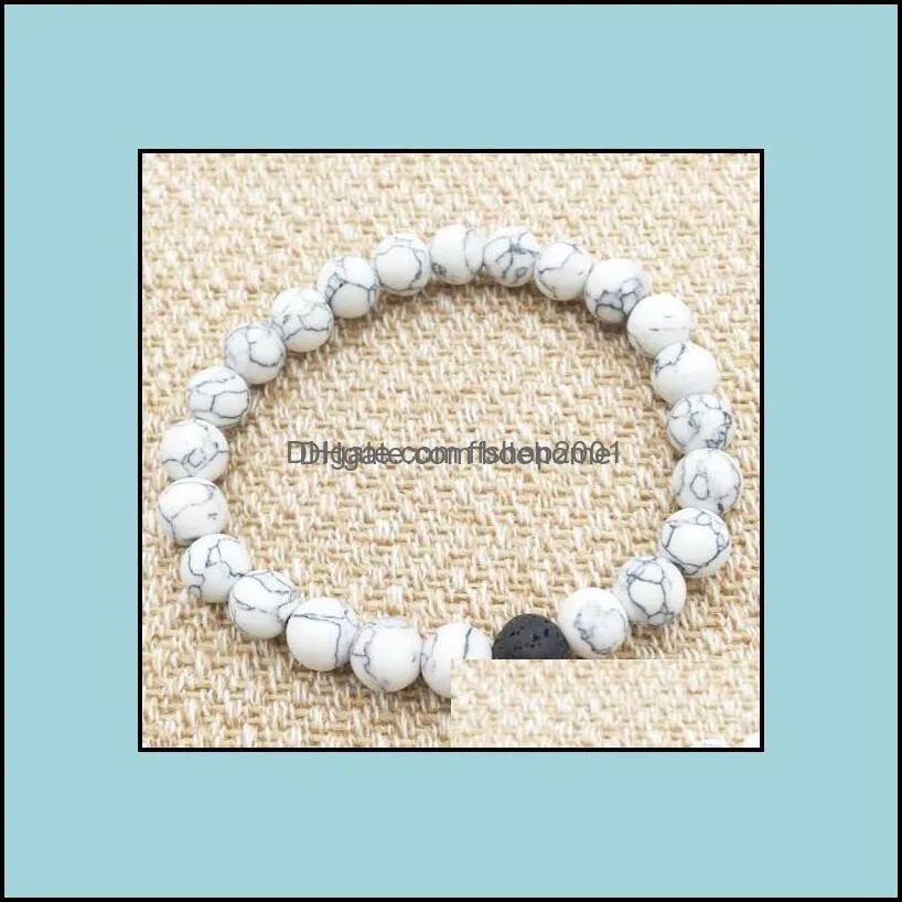 charm bracelets jewelry 8mm natural black lava stone white turquoise bracelet vaolcano aromatherapy essential oil diff dhdmf