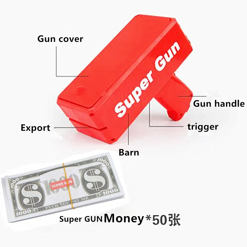 make it rain money gun toy pistol party fashion red name cash cannon outdoor family funny children party gifts gags amp practical jokes