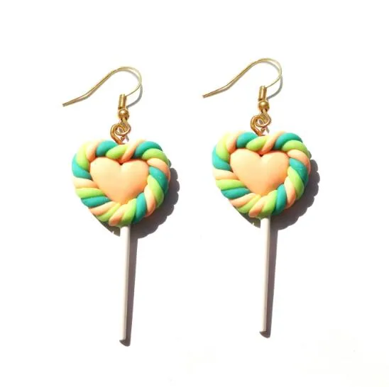 earring for women resin candy lollipop drop earrings children jewelry custom made handmade cute girls heart dangle earrings