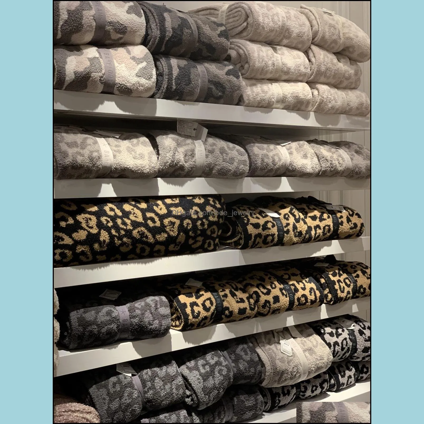 blanket half wool blanket knitted leopard plush jacquard sofa nap blankets