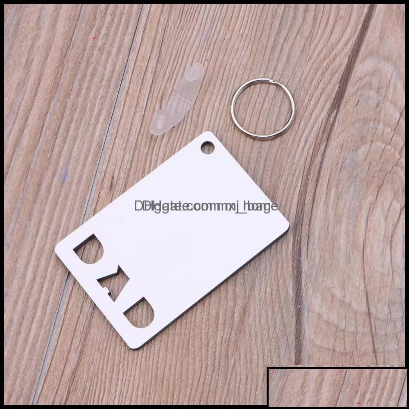 Christmas Decorations Festive Party Supplies Home Garden Sublimation Blank Keychain Pendant Mdf Double Sided Printing Heat Transfer Key