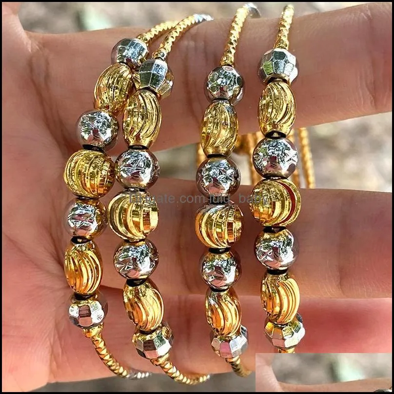 bangle 4pcs gold silver ball bangles ethiopian african for women twotones dubai bracelets wedding jewelry giftbangle banglebangle