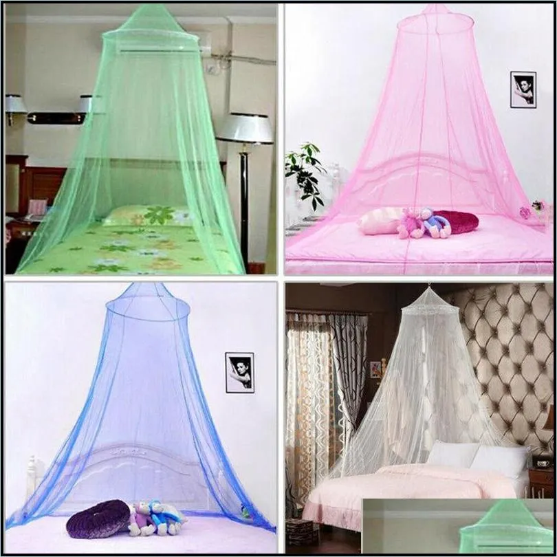 limit 100 white pink blue round lace curtain dome bed canopy netting princess mosquito net1