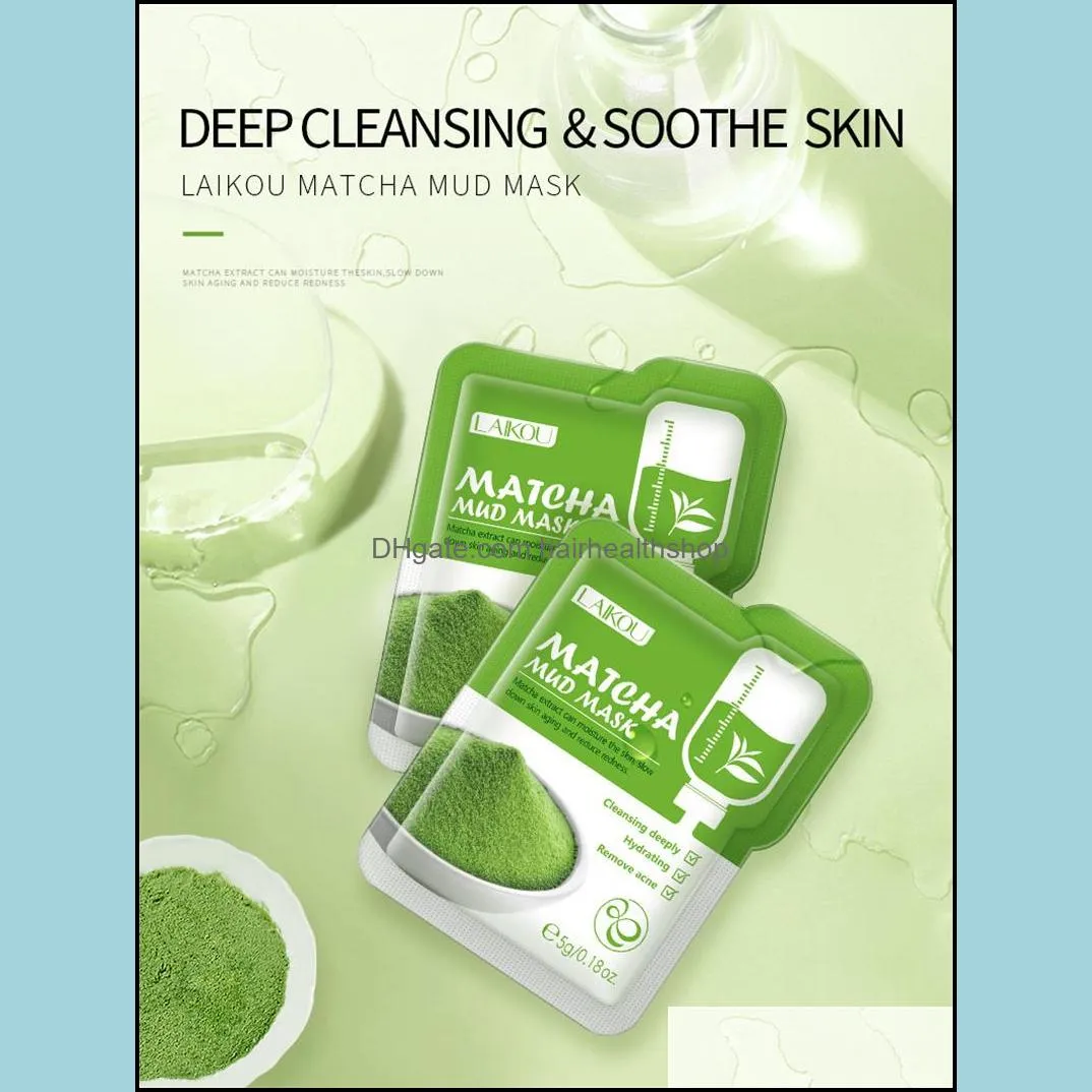 laikou matcha green clay mud face mask night facial care dark circle moisturizing face masks