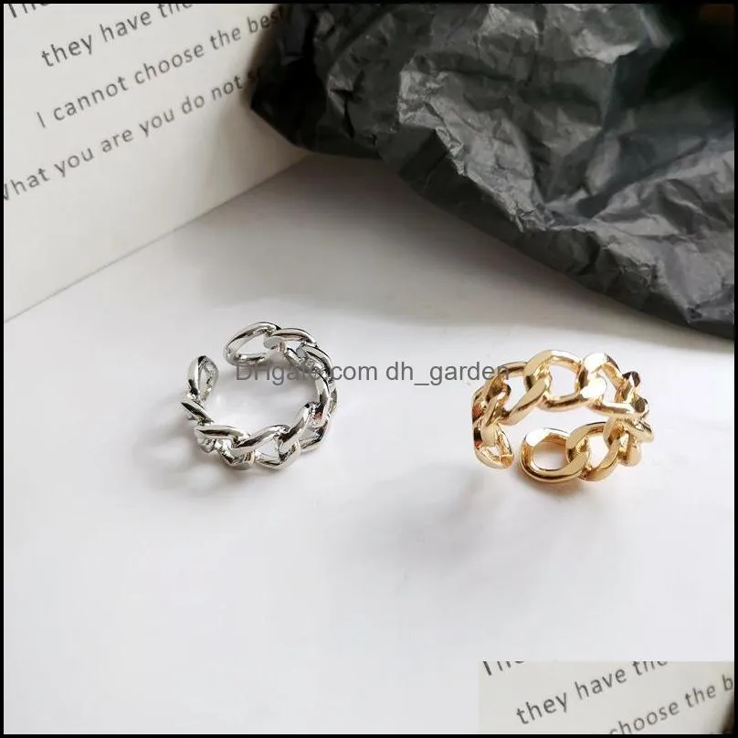 cluster rings gold silver color plating chain shape for women men vintage gothic chunky hip hop ring antique jewelry accessorycluster