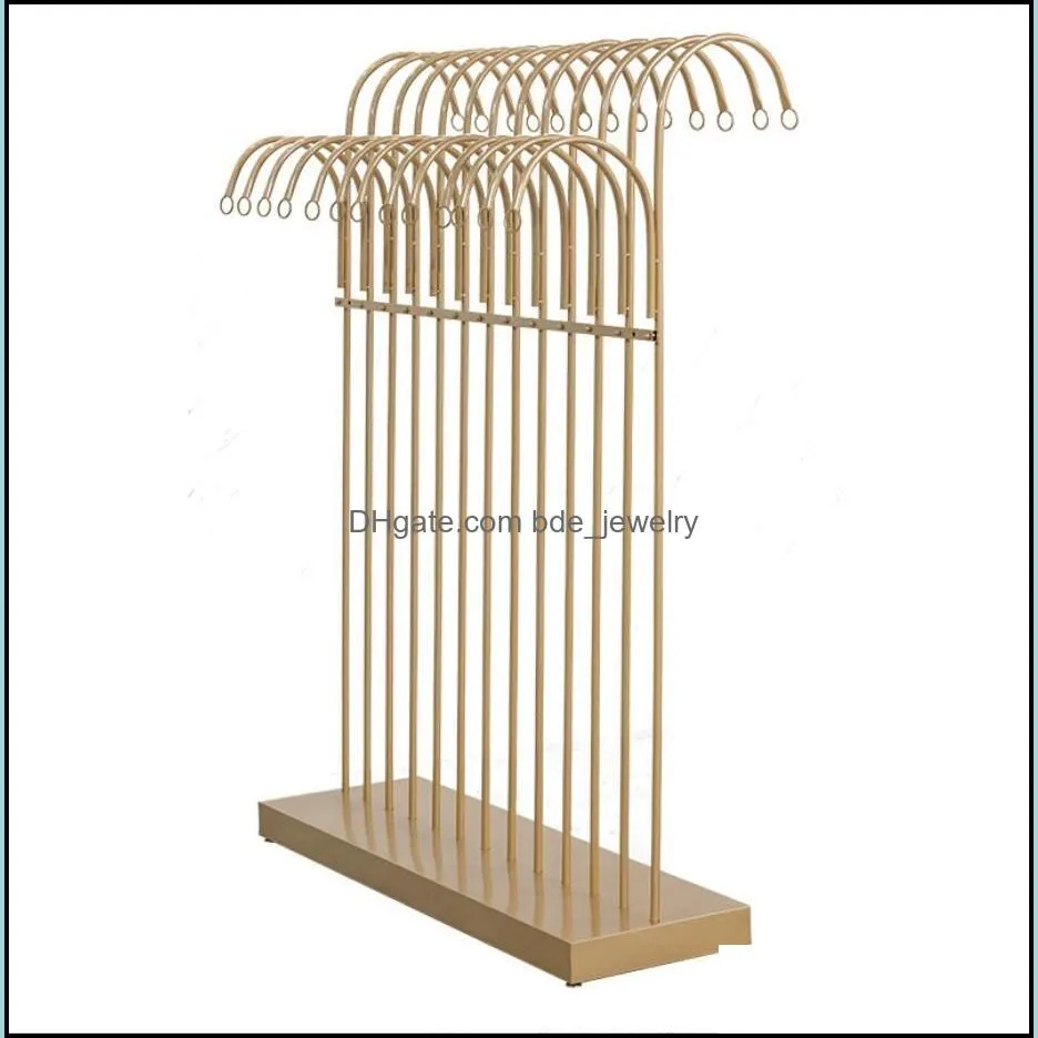 iron clothes hanger rack commercial furniture double row zhongdao cloth racks clothing store hook display shelf floor mounted cloth