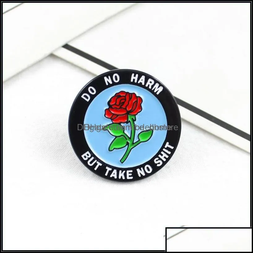pins brooches jewelry round rose badge enamel lapel pin do no harm but take shit romantic brooch denim backpack cap accessories punk