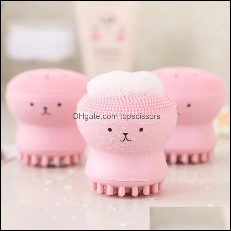 silicone cleansing brush cute octopus shape facial cleanser pore cleaner exfoliator face scrub washing brushes skin care cleaning tool