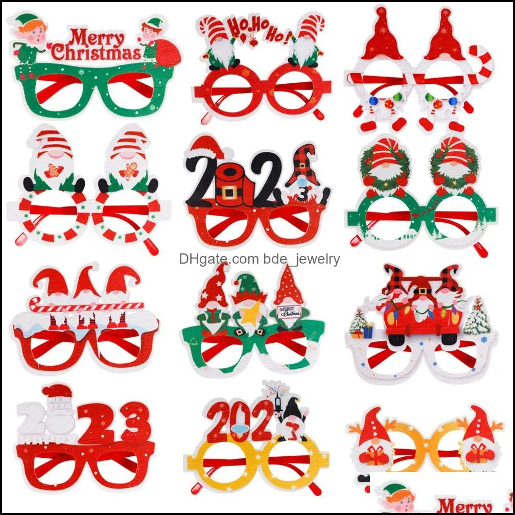 2023 christmas glasses frame decorations p o props snowman elk party glasses gifts kids adult happy hour