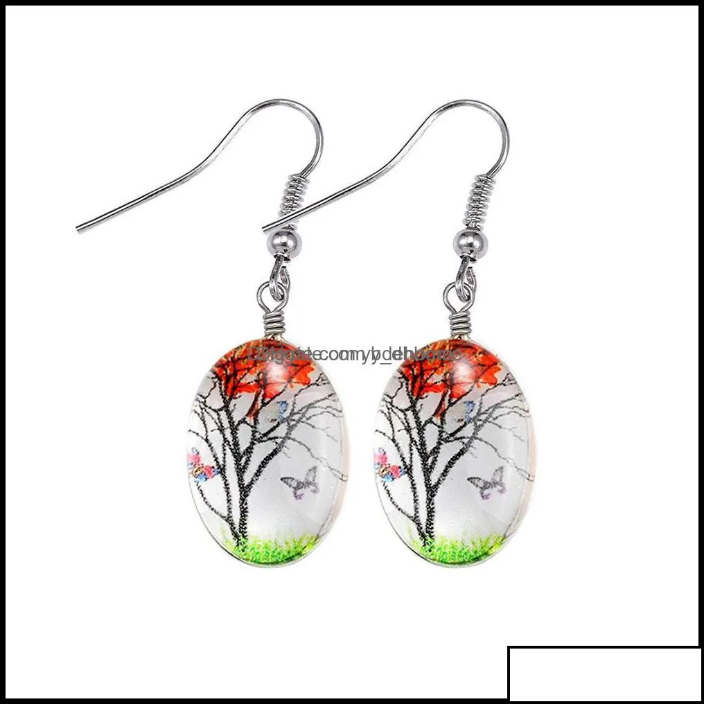 charm earrings jewelry fashion  dried flower charms s dangle earring glass oval ball drop ear creative gift delivery 2021 rxkqk