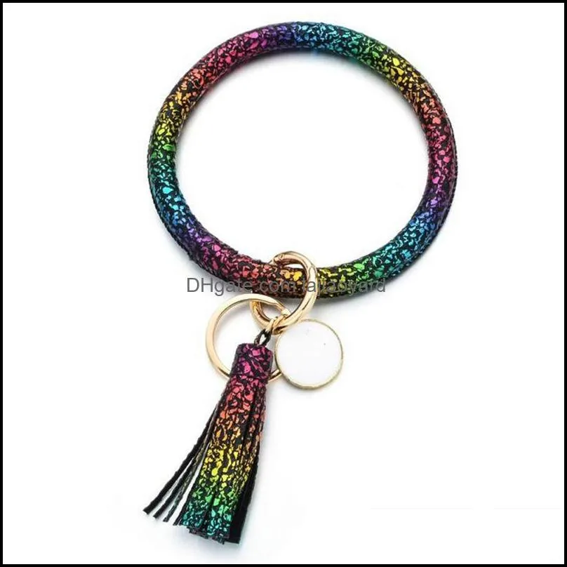 tassels keyring bracelets party gifts wristlet keychain bracelet circle key ring bangle fashion chain for women multi colors