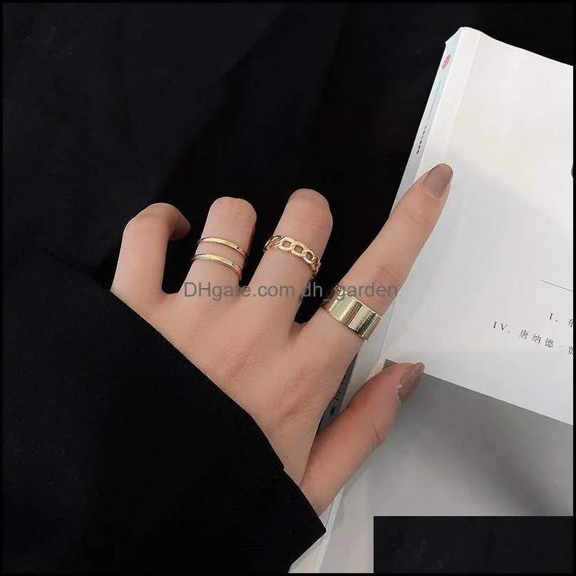 cluster rings 2022 fashion simple design anillos vintage gold silver color joint sets for women jewelry korean version ringcluster