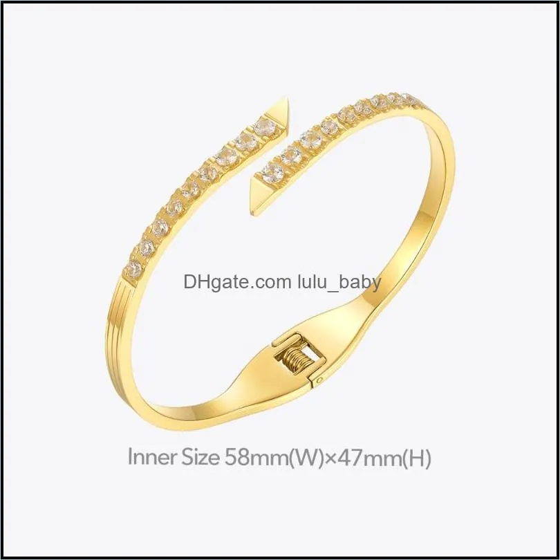 bangle shiny zircons bracelet for women gold color bangles party stainless steel fashion jewelry bransoletki damskie b212230bangle