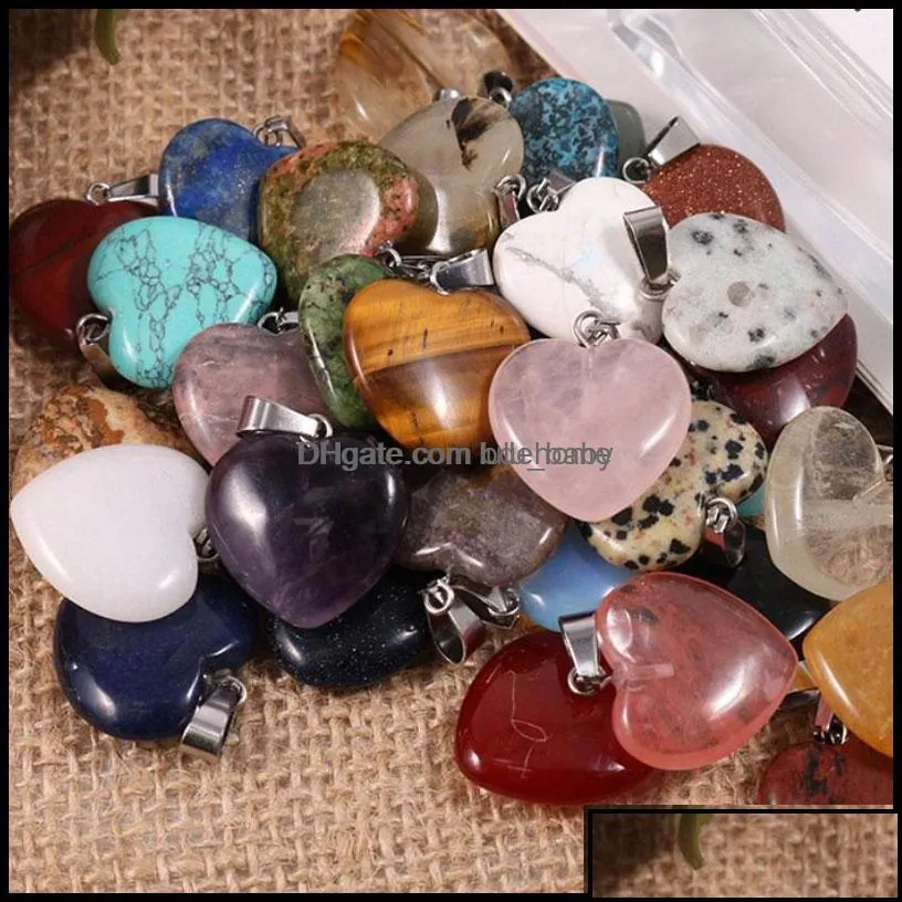 pendant necklaces pendants jewelry colorf natural stone crystal heart shape for women men lover fashio dhmsj