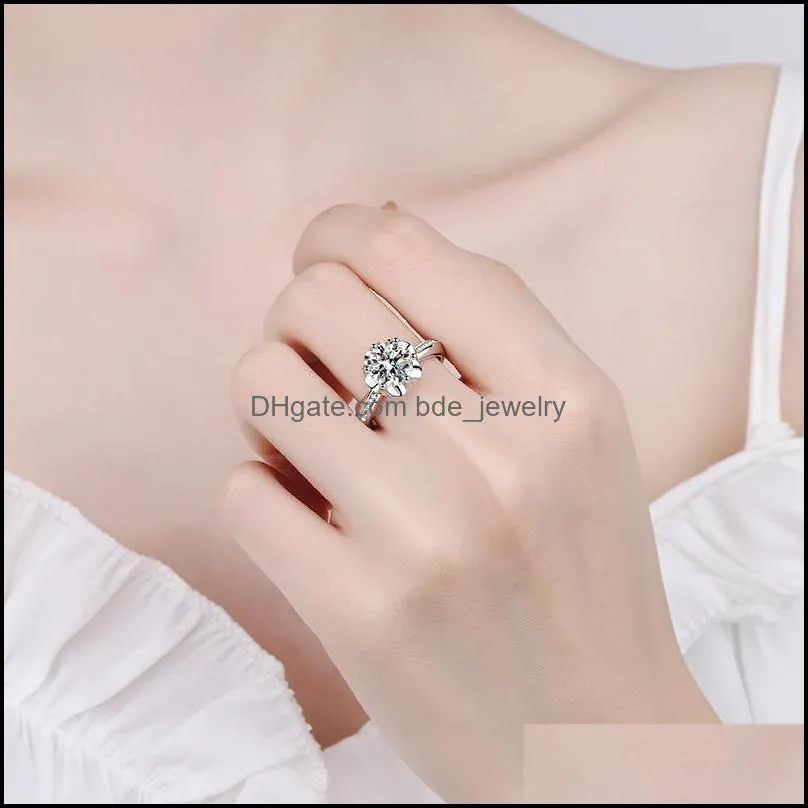 cluster rings 100 sterling silver wedding band 1ct 2ct lab grown moissanite ring 3d flower diamond engagement for women promise