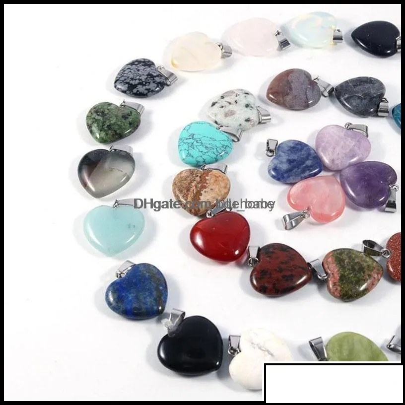 pendant necklaces pendants jewelry colorf natural stone crystal heart shape for women men lover fashio dhmsj