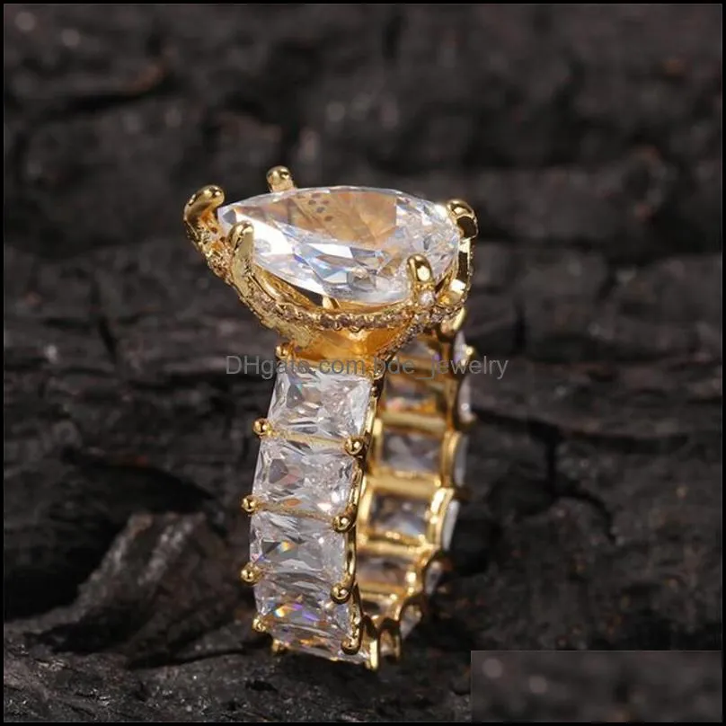 cluster rings arrival luxury jewelry handmade 925 sterling silver pear cut white topaz cz diamond gemstones women