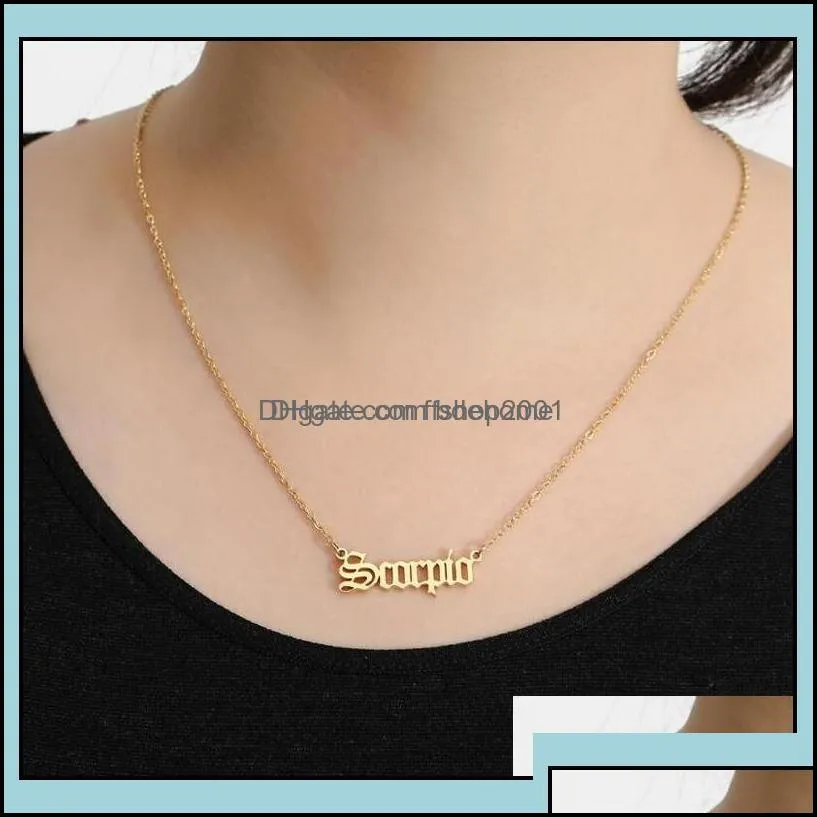 pendant necklaces pendants jewelry horoscope sign necklace constellation stainless steel zodiac letter taurus aquarius scorpio gemini