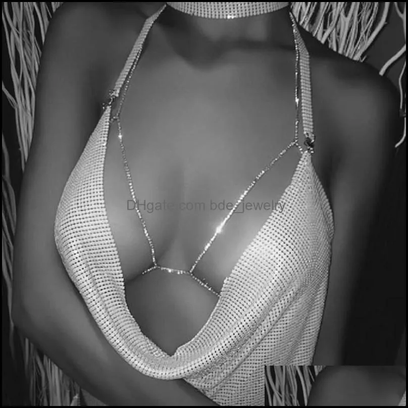 chains women necklace sexy crystal chain fashion bra harness 2021 summer beach bralette body jewelry fit for gift