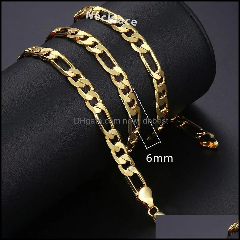 mens womens necklace chain gold filled figaro hammered snake curb gold necklaces for women men fashion jewelry 2 3 4 5 6mm lgnn2