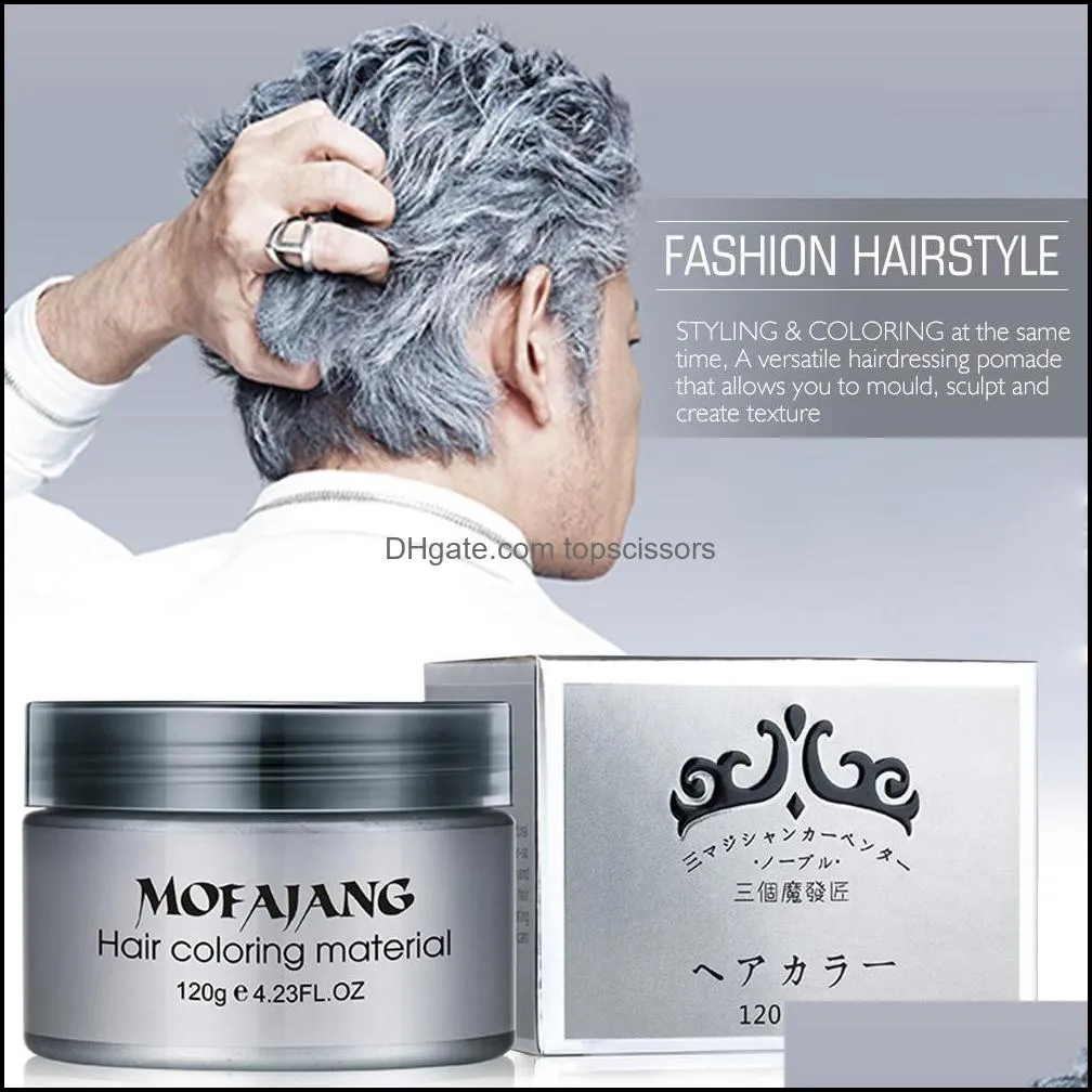 mofajang hair wax 120g silver grandma grey hair pomade 8 colors disposable fashion hair styling clay coloring mud cream