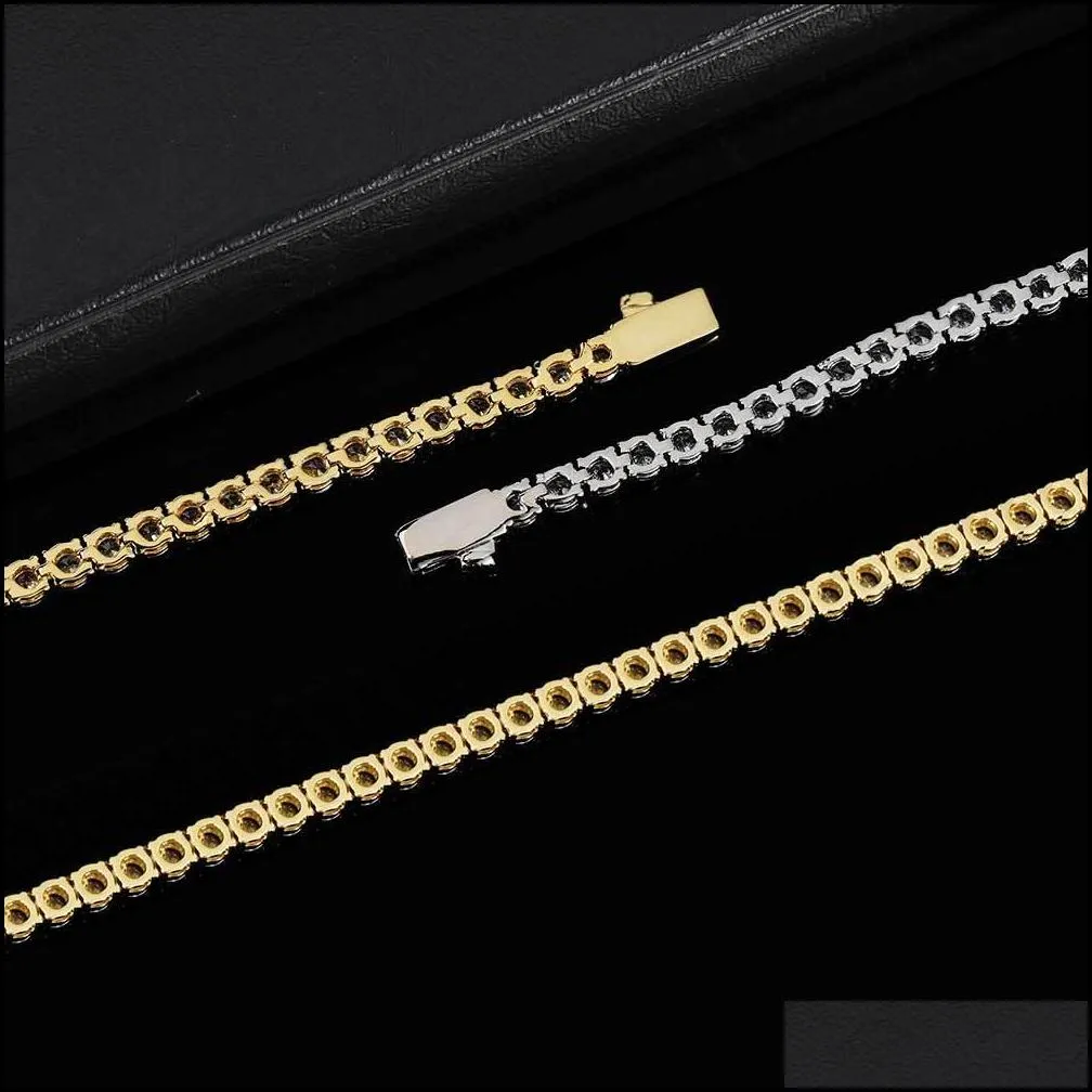 bling diamond stone tennis necklace for men stainless steel 18k real gold plated graduated necklace jewelry