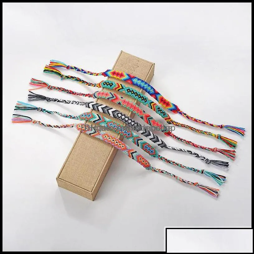 charm bracelets jewelry woven braided bracelet retro handmade bohemian thread boho mticolor string cord hippie fr dhilz