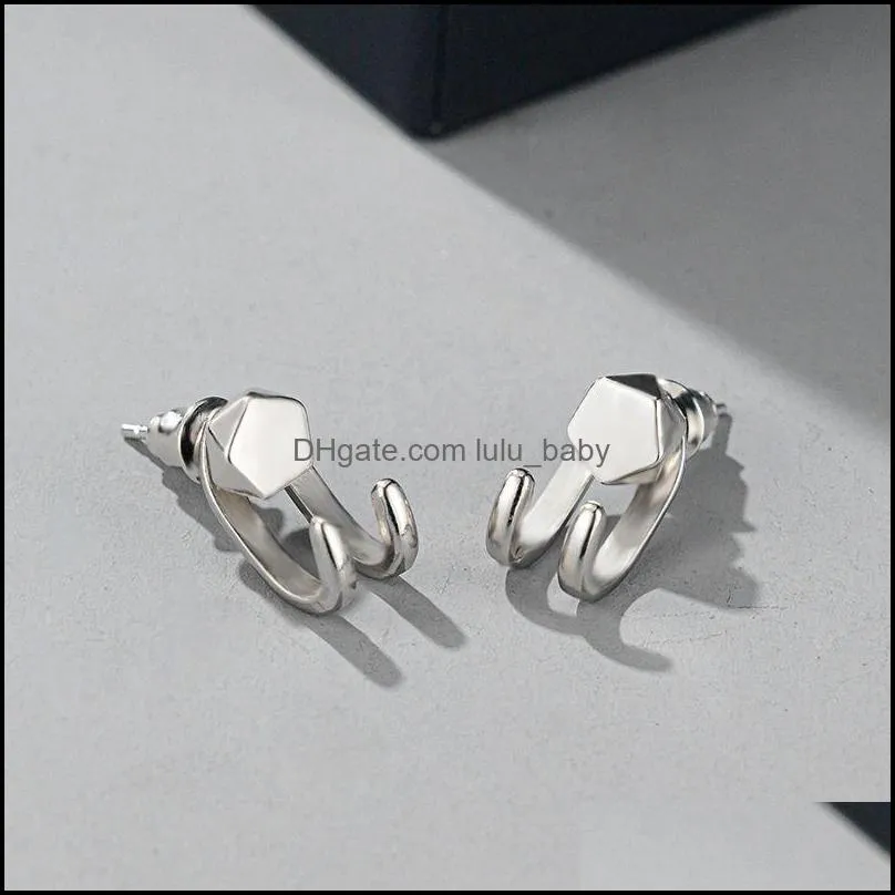 stud 2021 ins highquality earrings silver needle trendy personality male niche female jewelry accessories