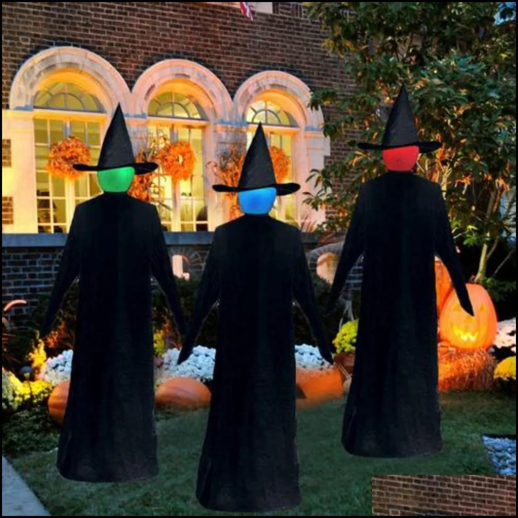 1 7m lightup witches with stakes halloween decorations outdoor holding hands screaming witches sound activated sensor decor y201006