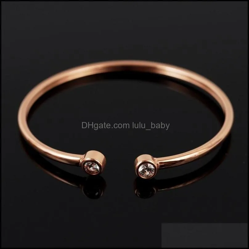 bangle simple rhinestone adjustable open cuff bangles for women men jewellery gifts mens bracelet stainless steel fashion