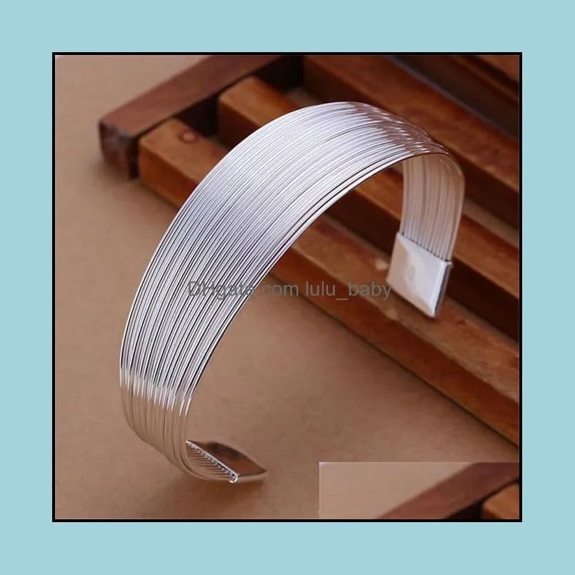 bangle knb023 wholesale silver color bracelets factory price arrival fashion jewelry multiple line banglebangle