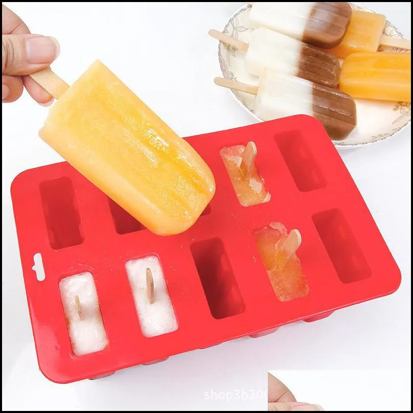 dessert zer 410 cavity silicone popsicle cream mold with cover diy homemade ly fruit juice ice cube tray maker 220610