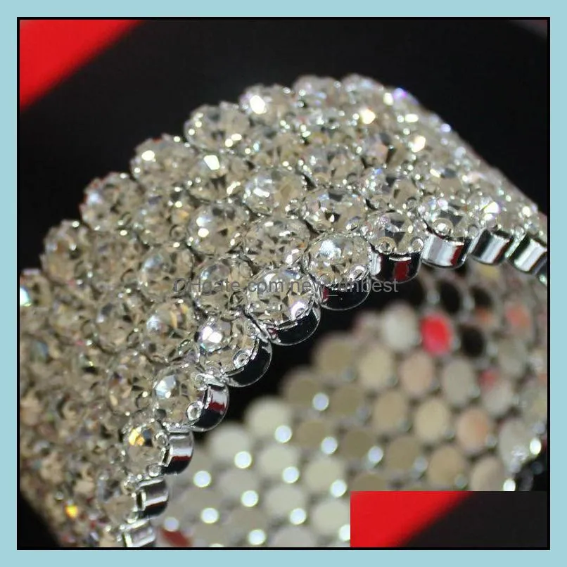 bangle venda quente 5 linhas strass espiral pulseira preciosa de cristal stretchy bracelete prata sexybangle