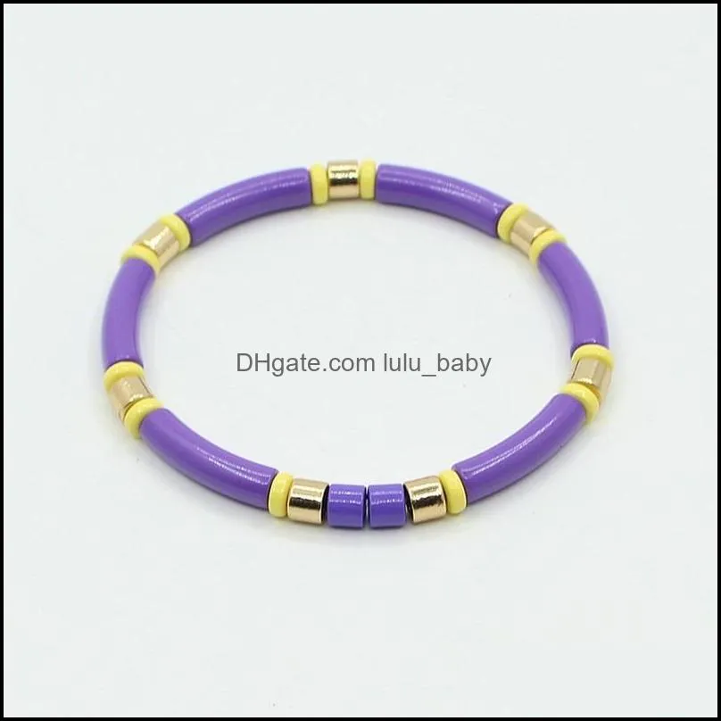 bangle europe america diy enamel bangles for women bohemian metal tube rainbow stretch ladies bracelets hand chain jewelry