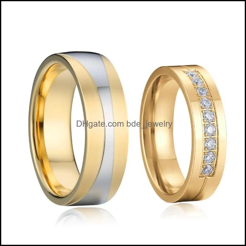 cluster rings titanium wedding for men and women alliance 14k gold plated jewelry stainless steel couple love forever