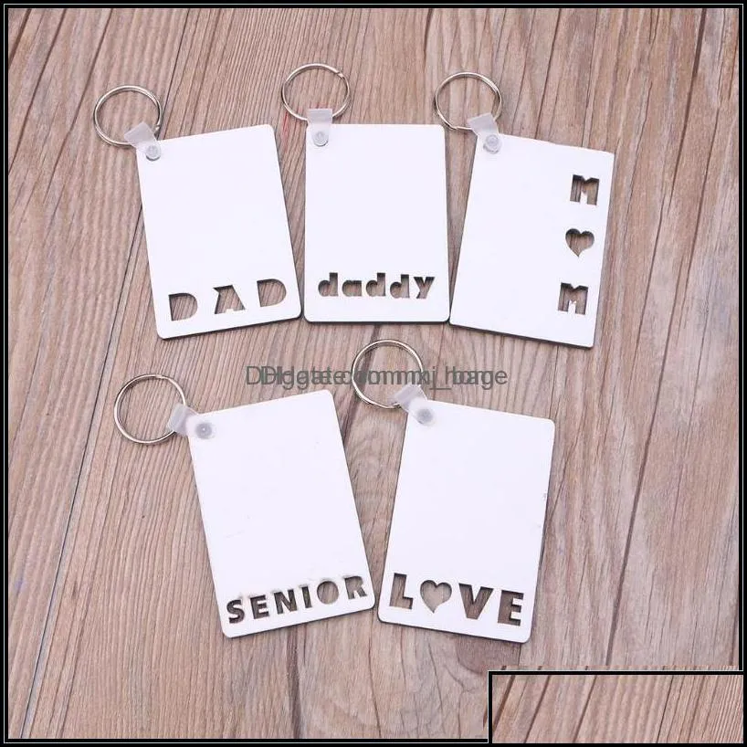 Christmas Decorations Festive Party Supplies Home Garden Sublimation Blank Keychain Pendant Mdf Double Sided Printing Heat Transfer Key
