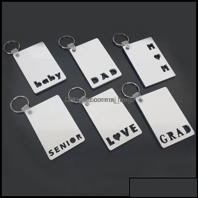 Christmas Decorations Festive Party Supplies Home Garden Sublimation Blank Keychain Pendant Mdf Double Sided Printing Heat Transfer Key