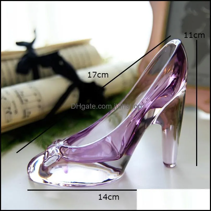 crystal shoe glass slipper birthday gift home decor cinderella highheeled shoes wedding shoes figurines miniatures ornament dec500