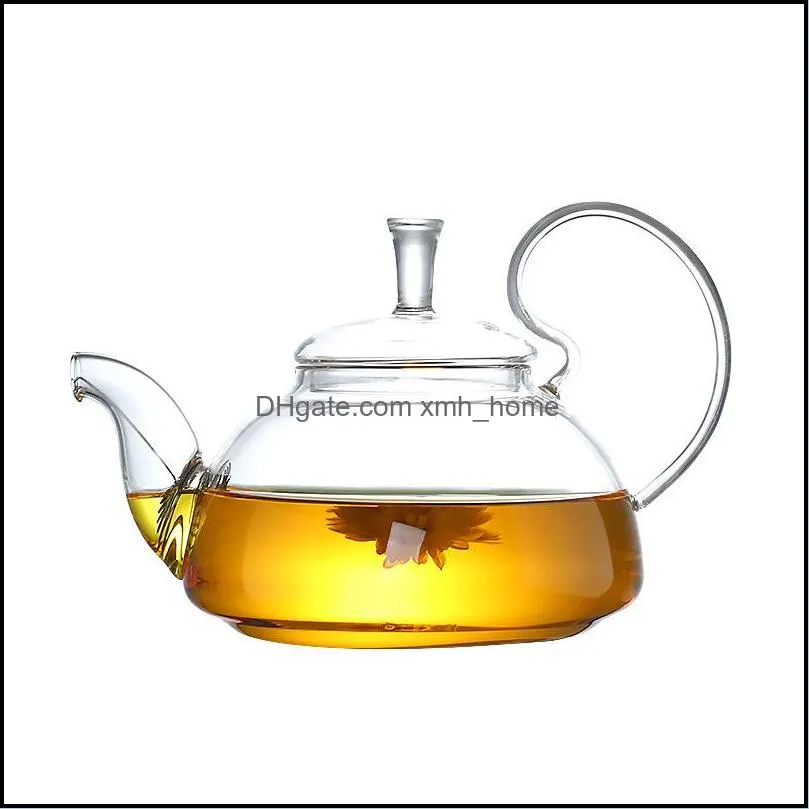 1pc 600ml heat resistant with high handle flower coffee glass tea pot blooming chinese glass teapots 250 s2