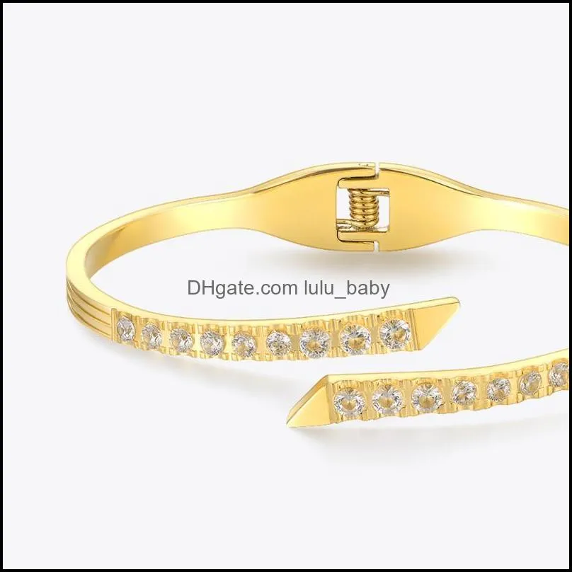 bangle shiny zircons bracelet for women gold color bangles party stainless steel fashion jewelry bransoletki damskie b212230bangle